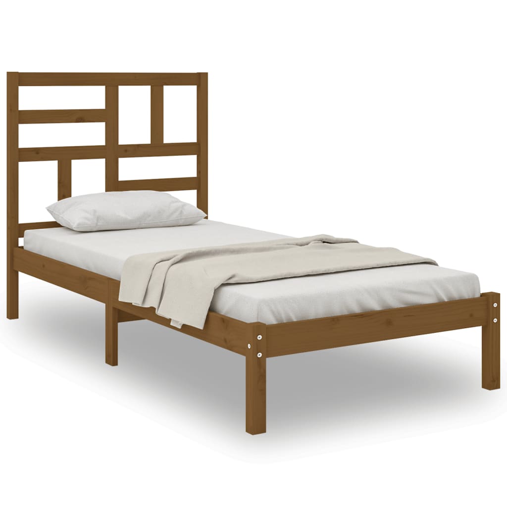 Bed Frame without Mattress Honey Brown Solid Wood 100x200 cm
