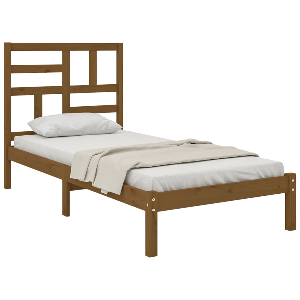 Bed Frame without Mattress Honey Brown Solid Wood 100x200 cm
