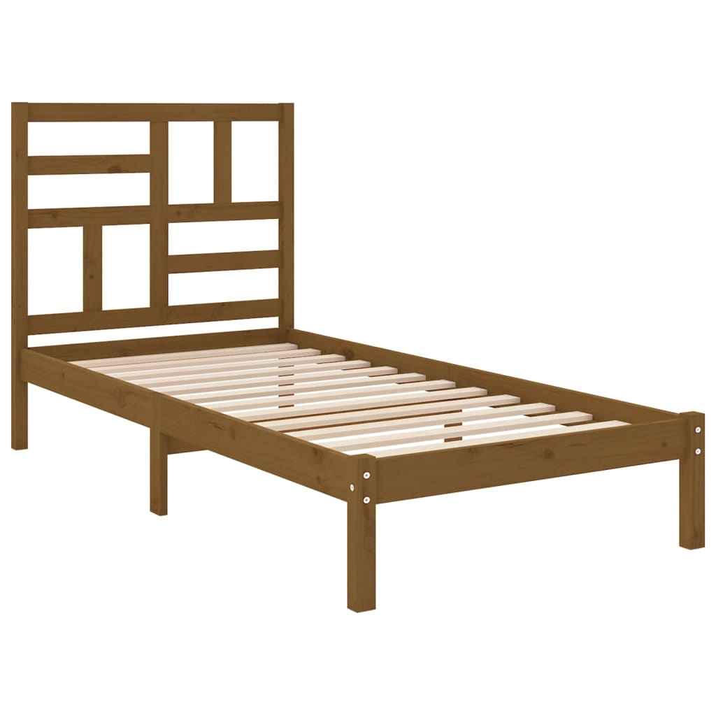 Bed Frame without Mattress Honey Brown Solid Wood 100x200 cm