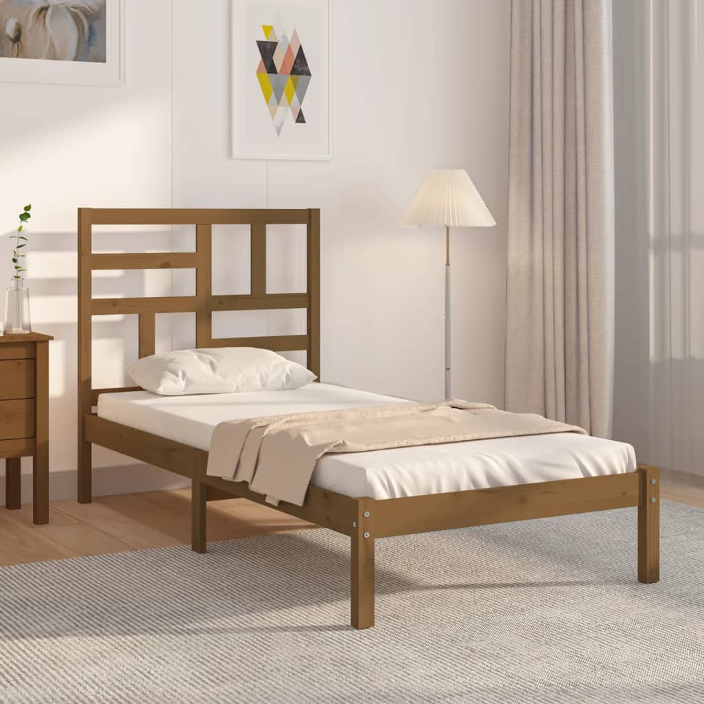 Bed Frame without Mattress Honey Brown Solid Wood 100x200 cm