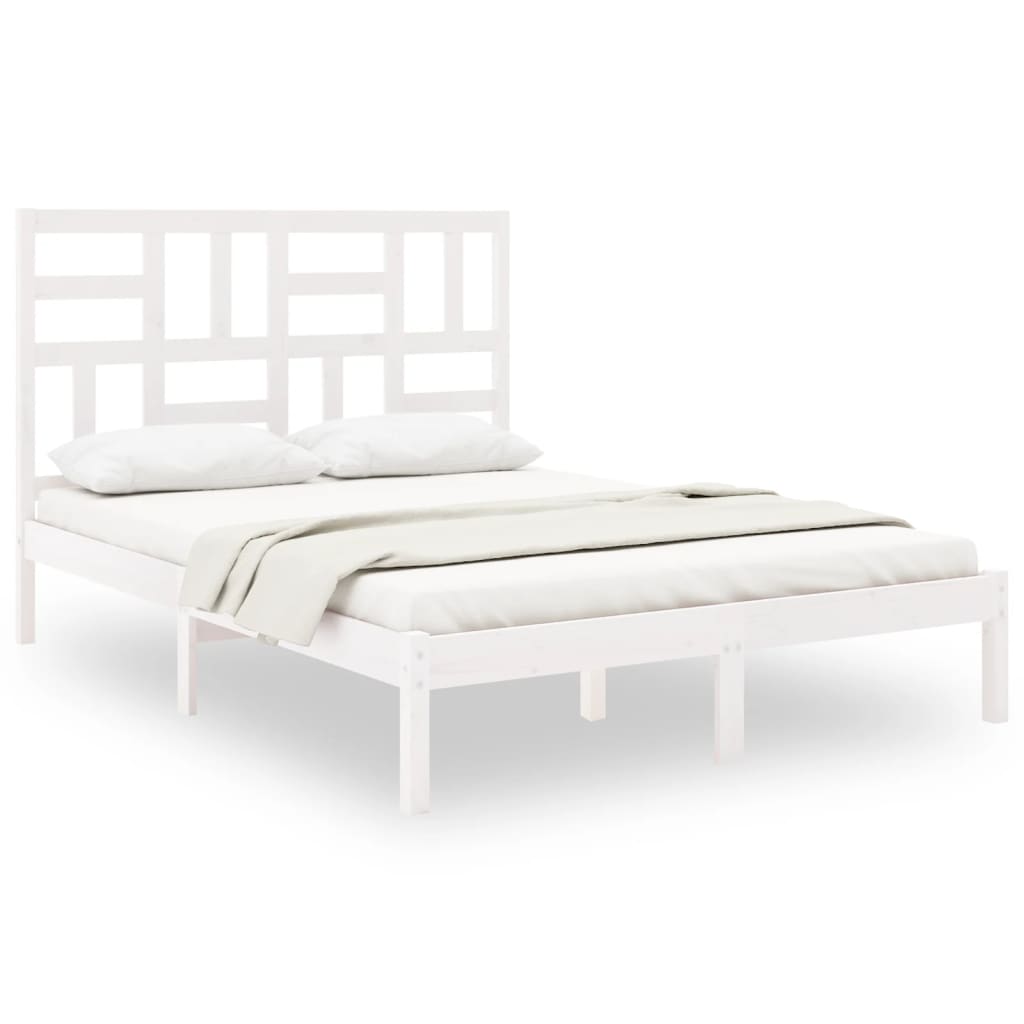 Bed Frame without Mattress White Solid Wood 150x200 cm King Size