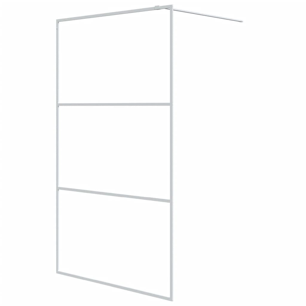 Walk-in Shower Wall White 115x195 cm Clear ESG Glass