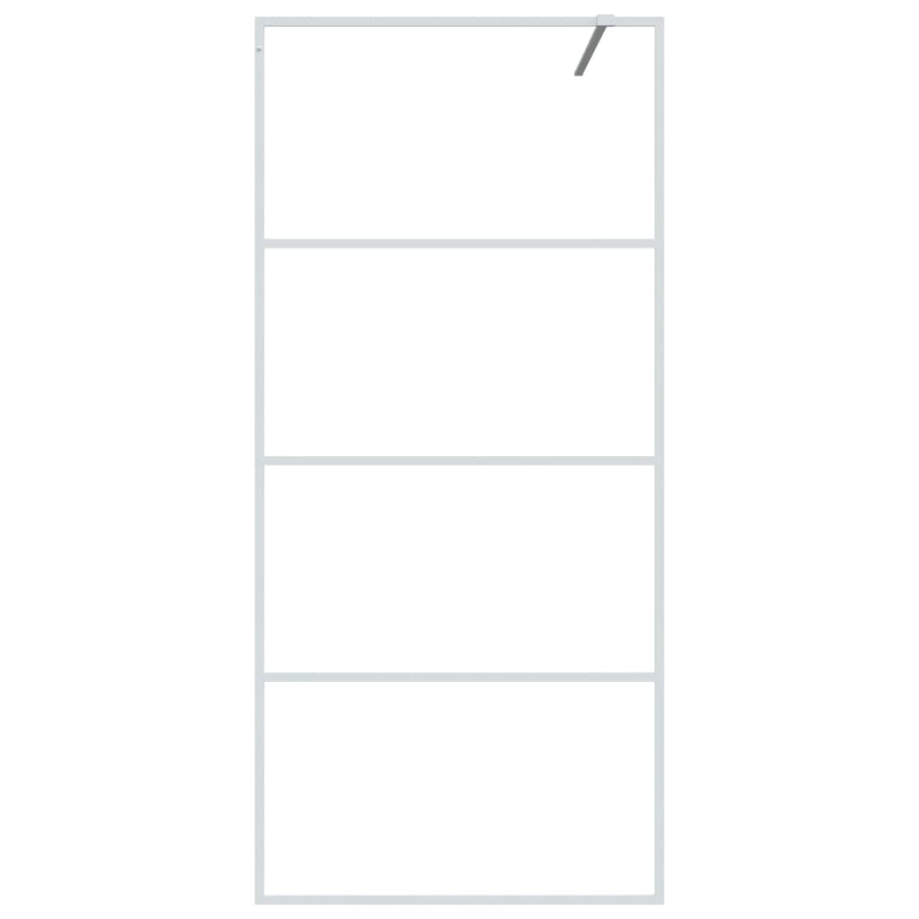 Walk-in Shower Wall White 90x195 cm Clear ESG Glass