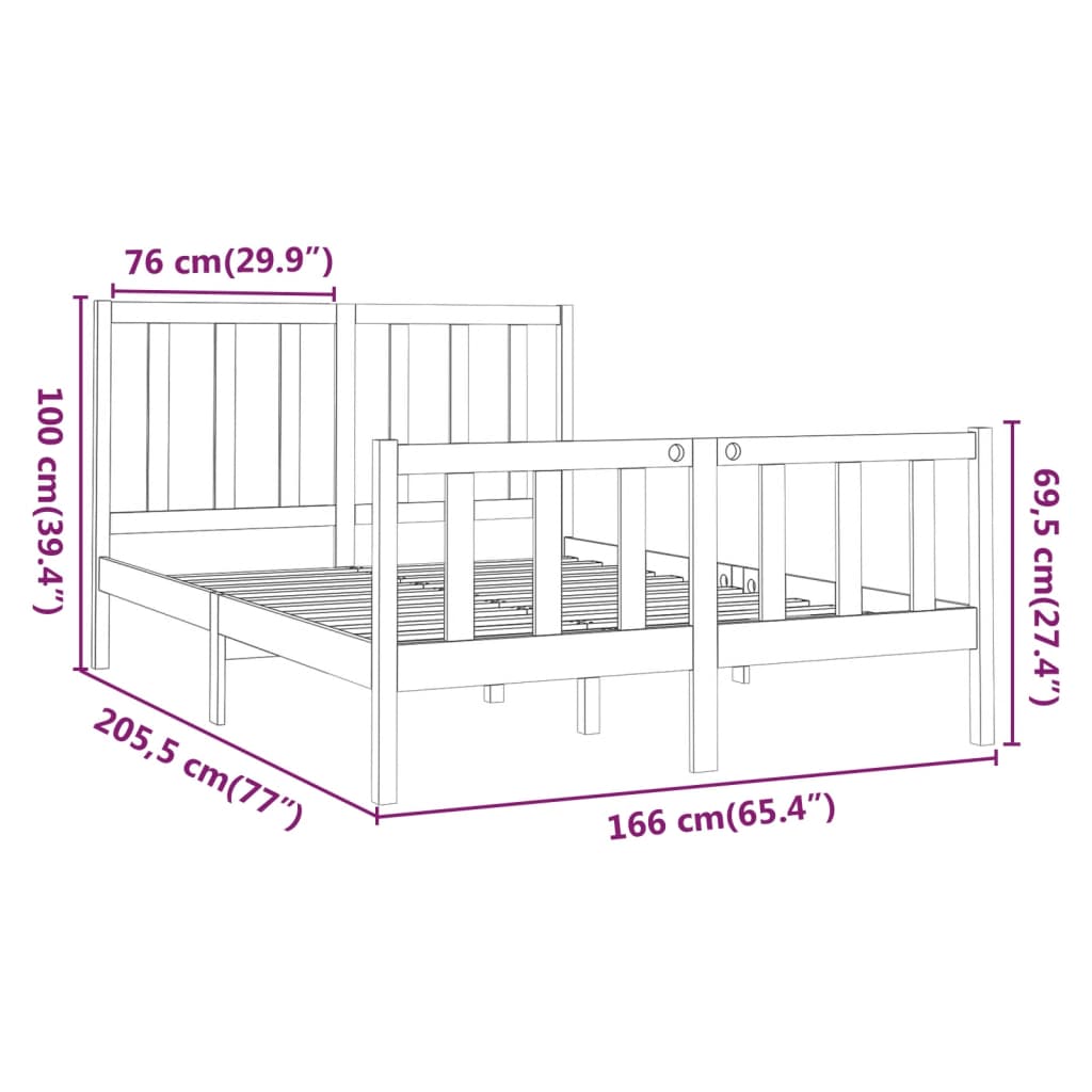 Bed Frame without Mattress 160x200 cm Solid Wood Pine