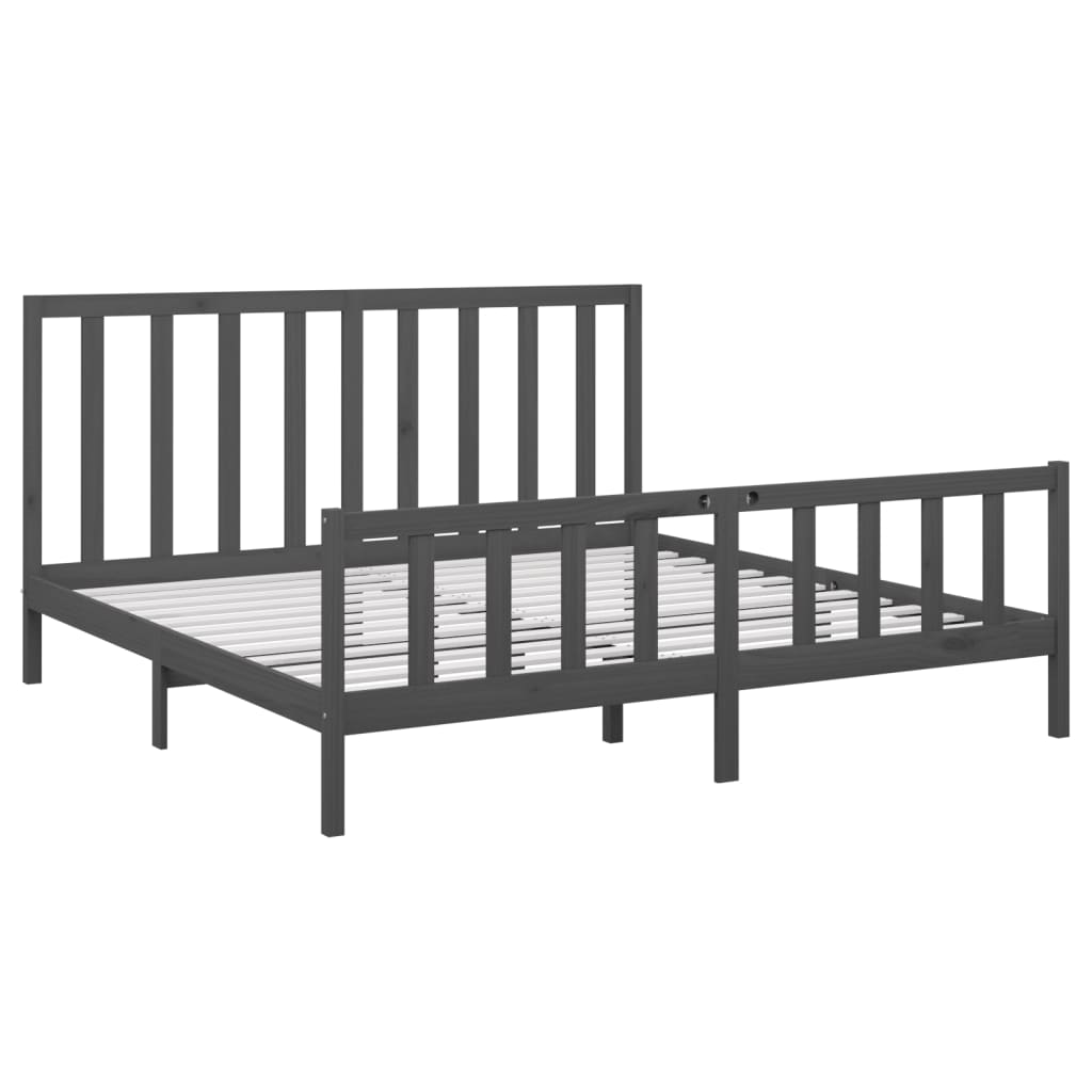 Bed Frame without Mattress Grey 200x200 cm Solid Wood Pine