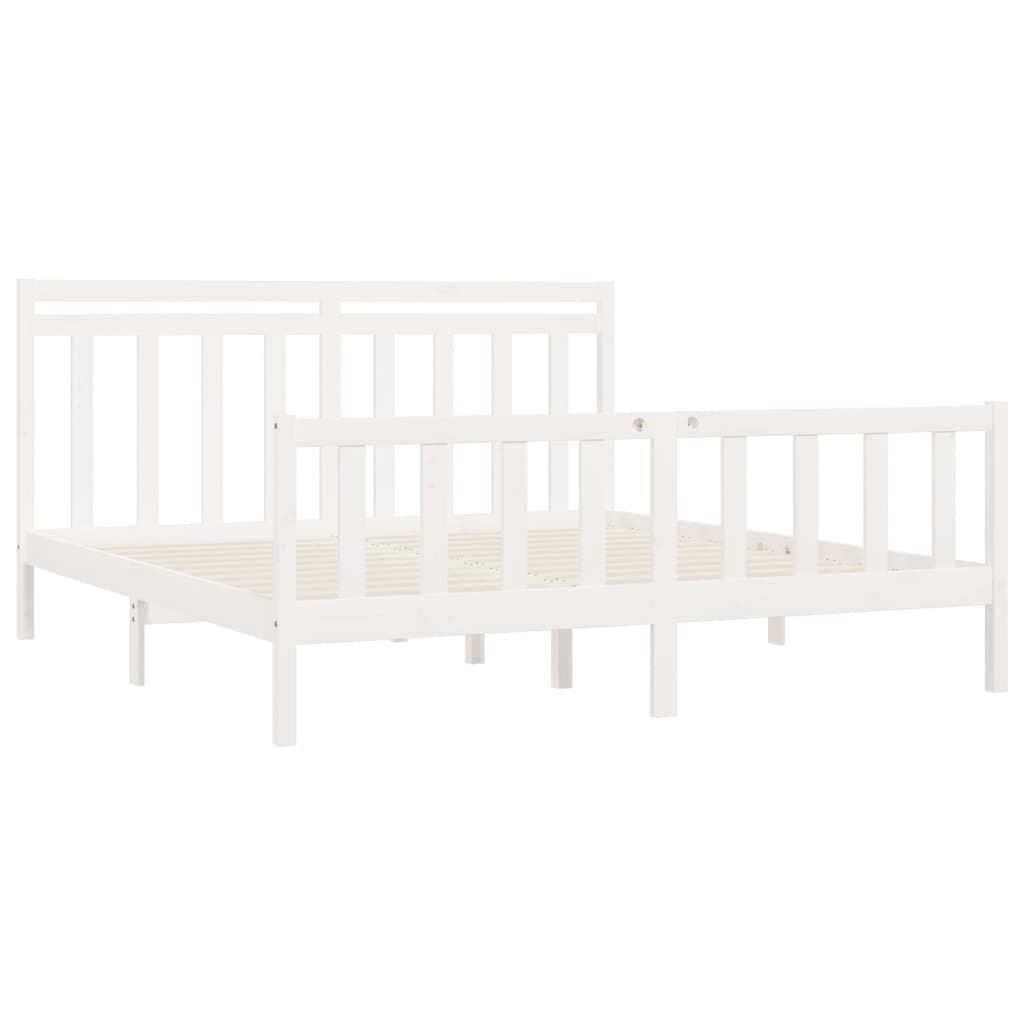 Bed Frame without Mattress White Solid Wood Pine 200x200 cm