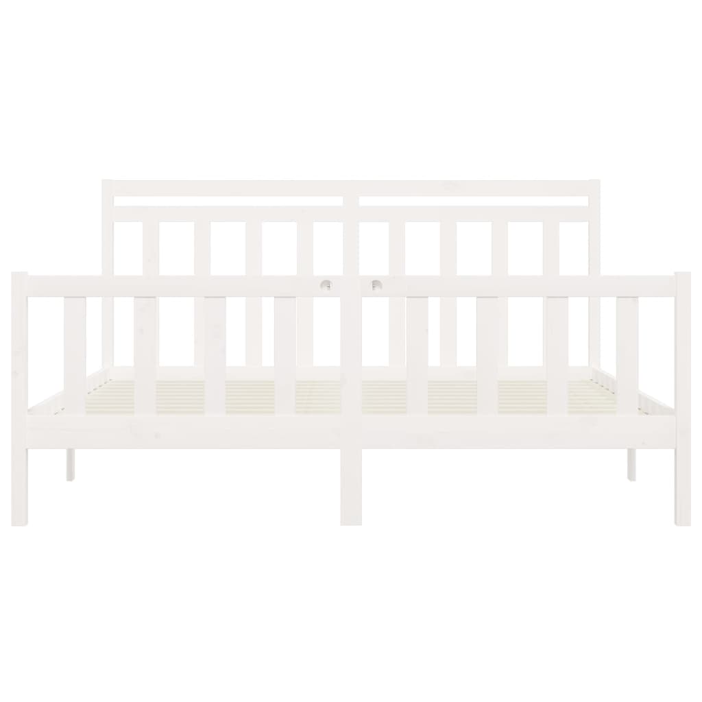 Bed Frame without Mattress White Solid Wood Pine 200x200 cm
