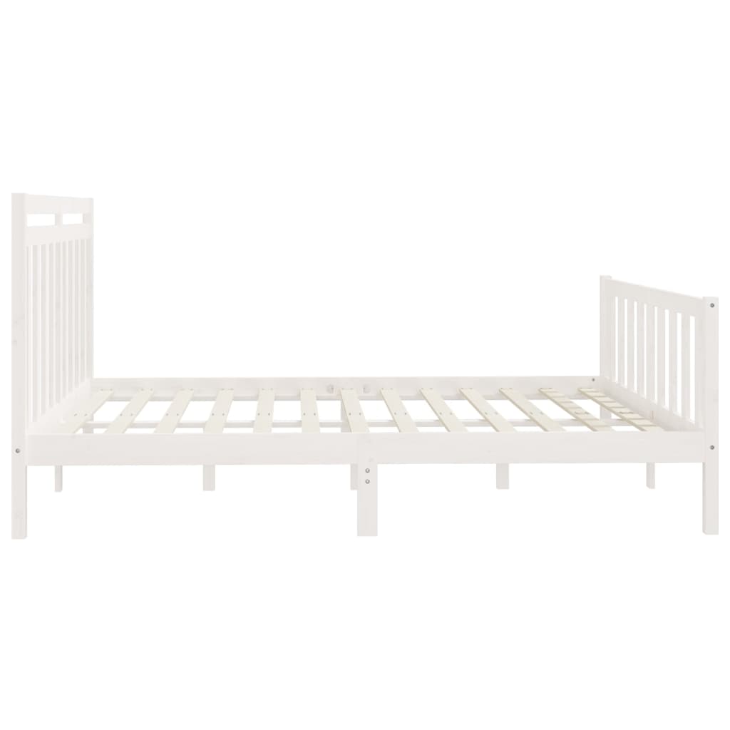 Bed Frame without Mattress White Solid Wood Pine 200x200 cm