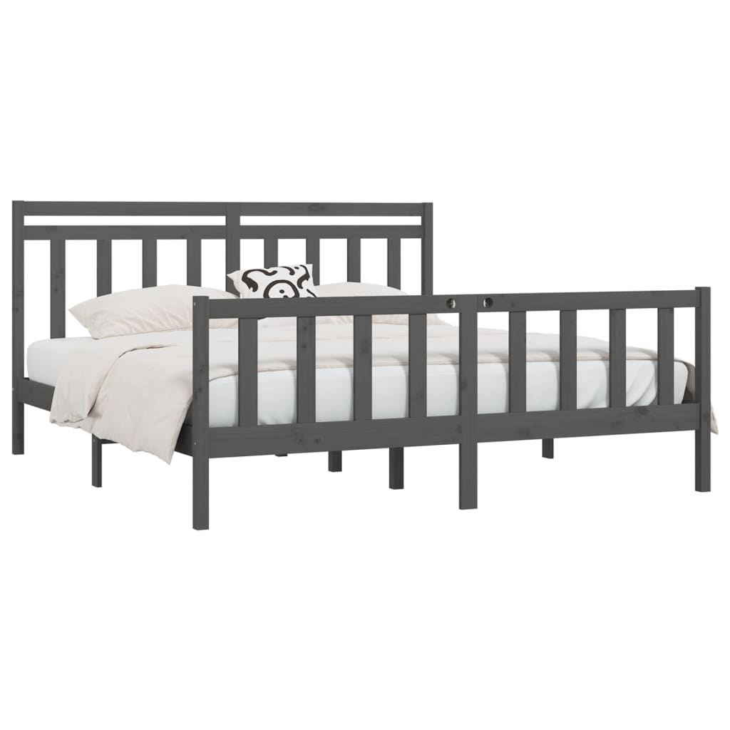 Bed Frame without Mattress Grey Solid Wood Pine 200x200 cm