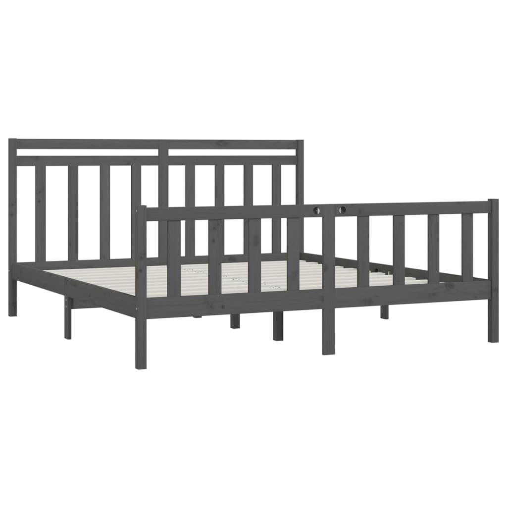 Bed Frame without Mattress Grey Solid Wood Pine 200x200 cm