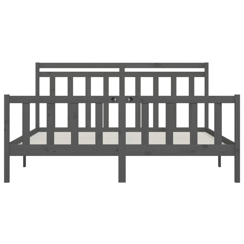 Bed Frame without Mattress Grey Solid Wood Pine 200x200 cm