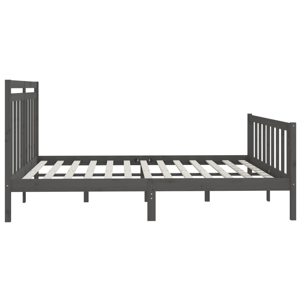 Bed Frame without Mattress Grey Solid Wood Pine 200x200 cm