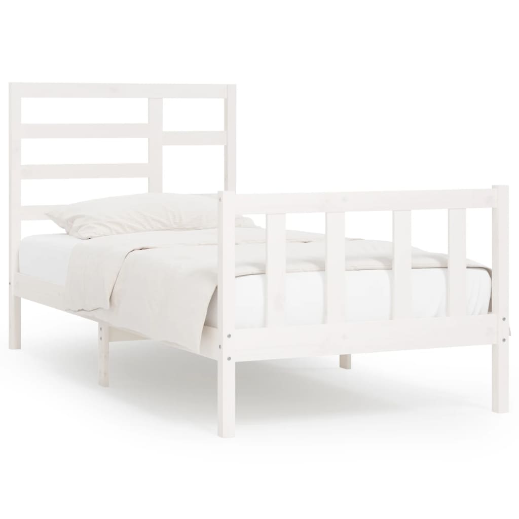 Bed Frame without Mattress White 100x200 cm Solid Wood Pine