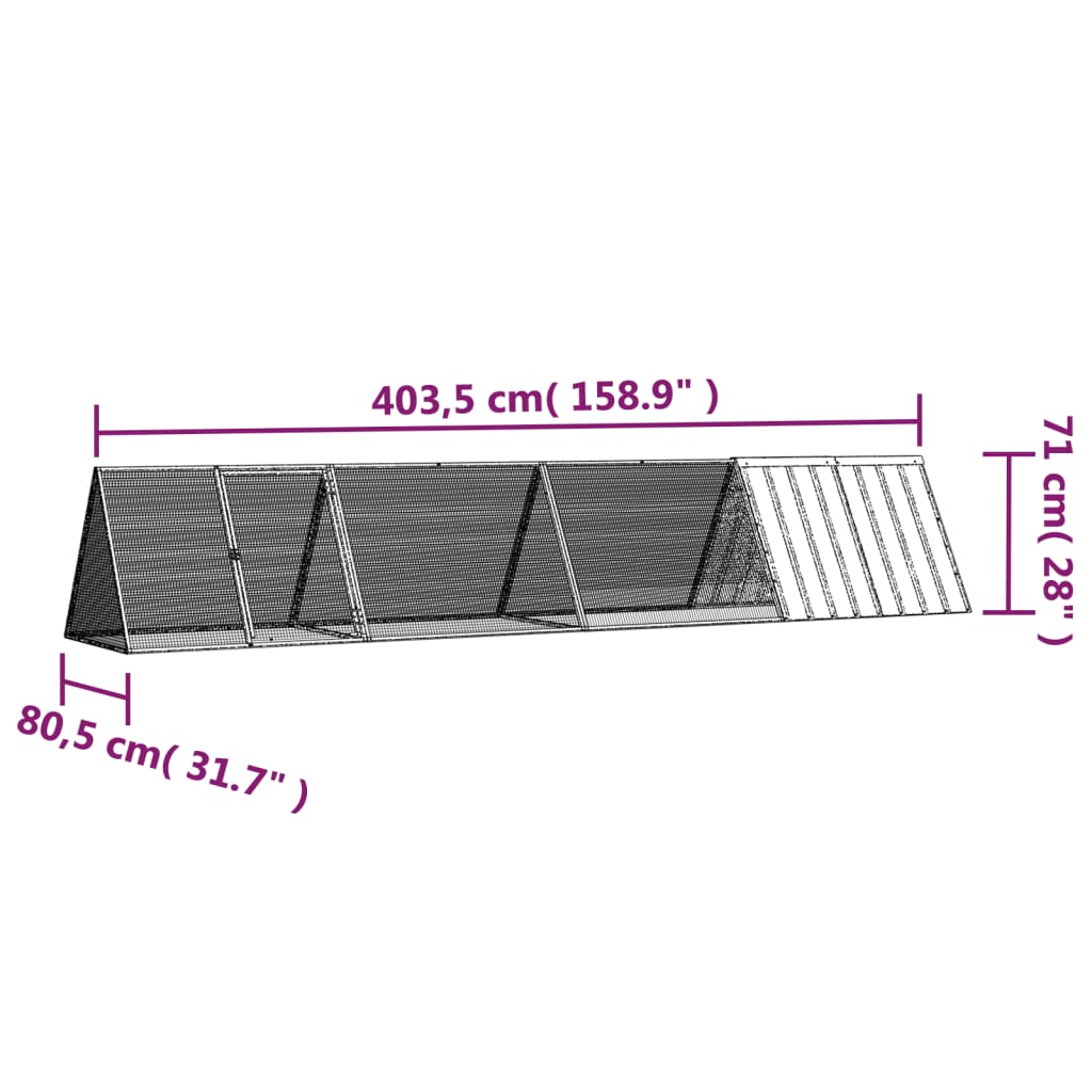 Rabbit Cage Anthracite 403.5x80.5x71 cm Galvanised Steel