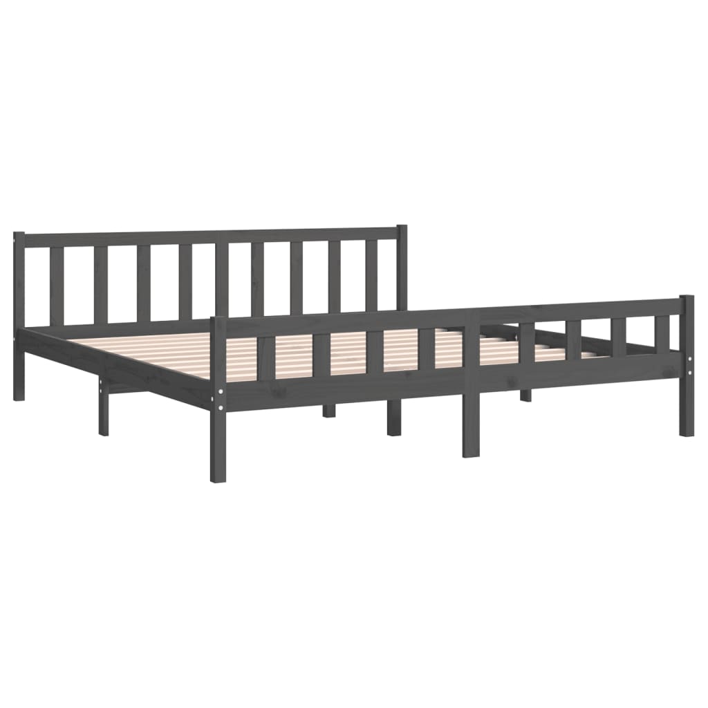 Bed Frame without Mattress Grey Solid Wood Super King