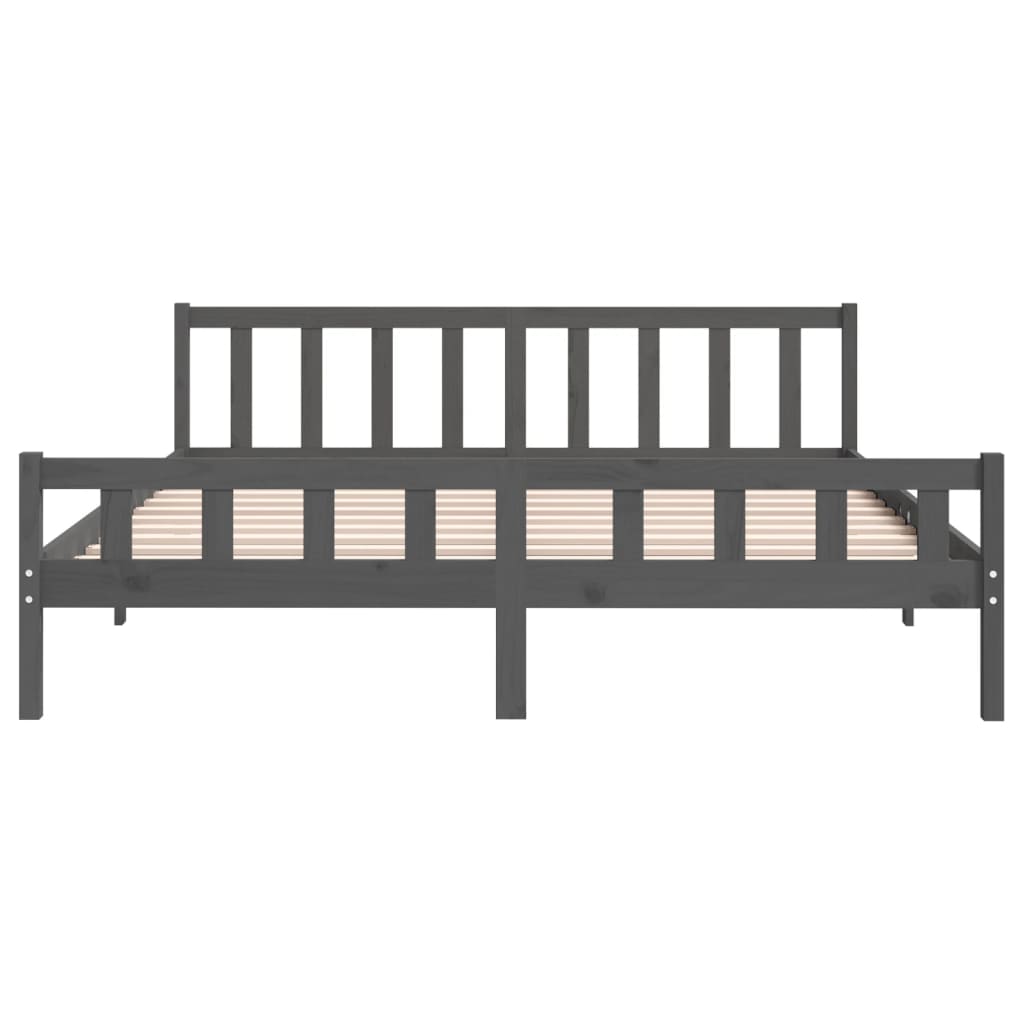 Bed Frame without Mattress Grey Solid Wood Super King