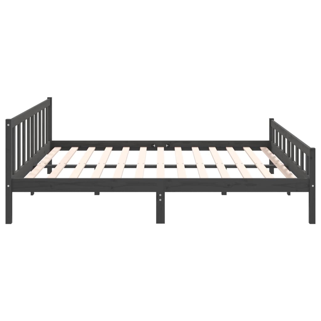 Bed Frame without Mattress Grey Solid Wood Super King