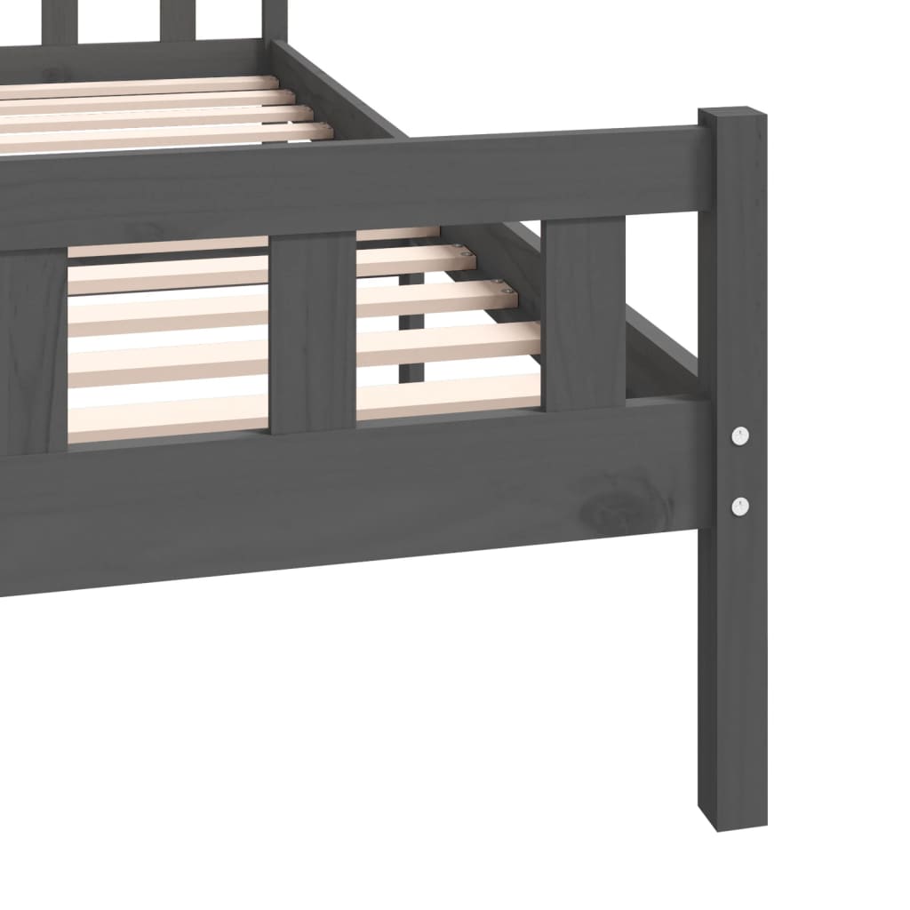 Bed Frame without Mattress Grey Solid Wood Super King
