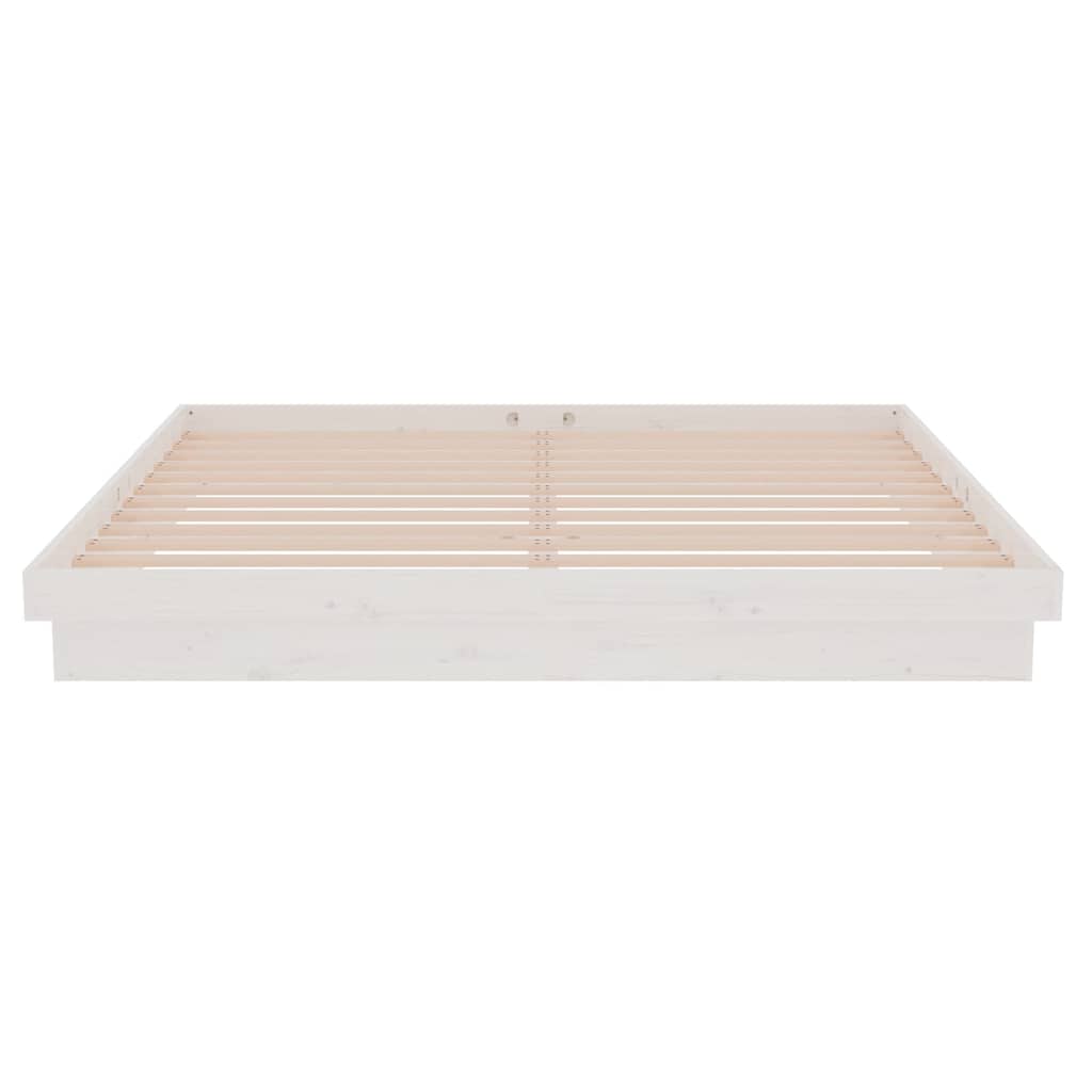 Bed Frame without Mattress White Solid Wood Super King