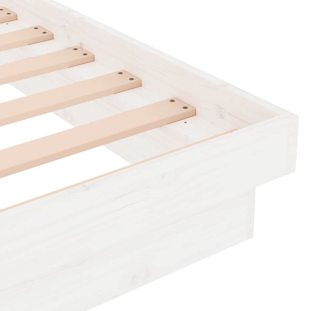 Bed Frame without Mattress White Solid Wood Super King