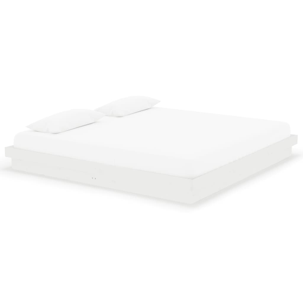 Bed Frame without Mattress White Solid Wood 200x200 cm