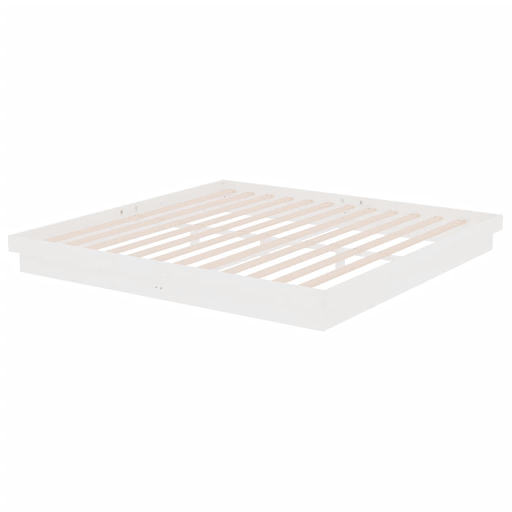 Bed Frame without Mattress White Solid Wood 200x200 cm