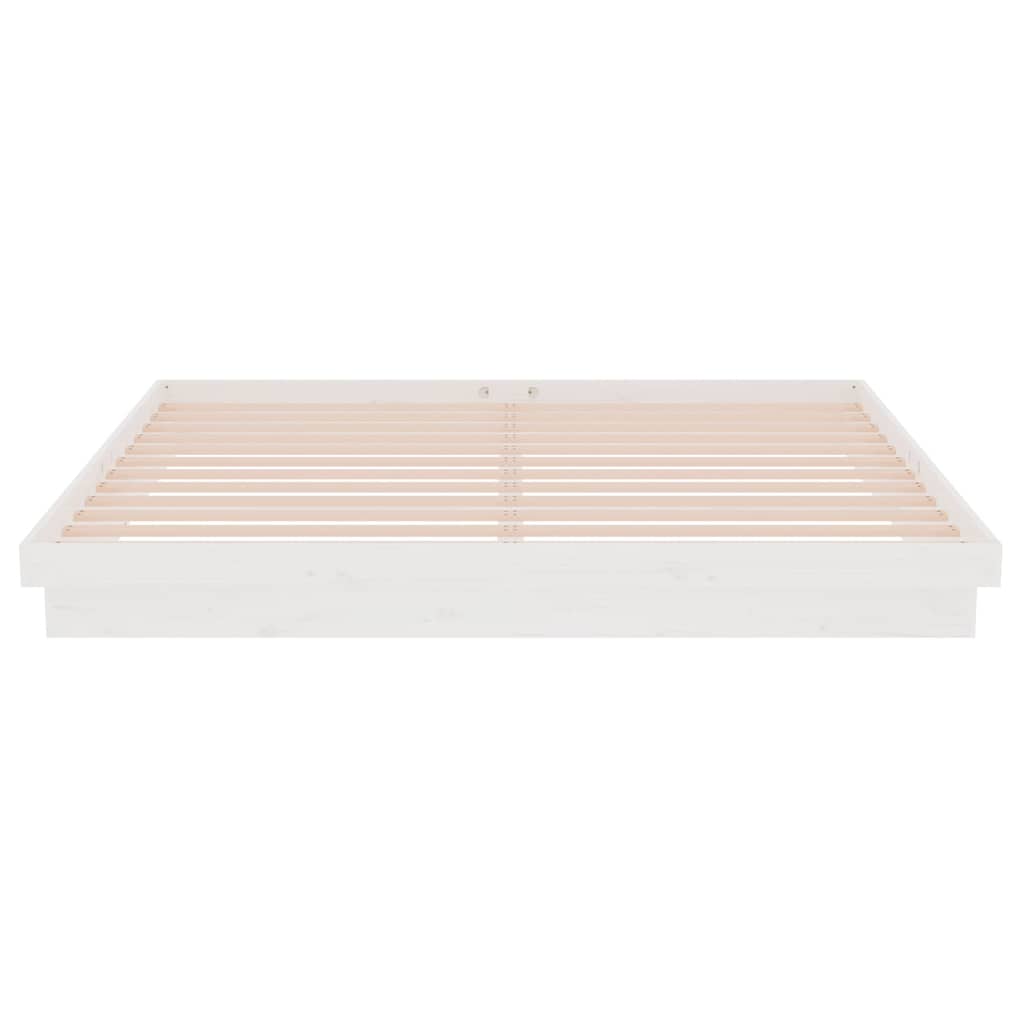 Bed Frame without Mattress White Solid Wood 200x200 cm