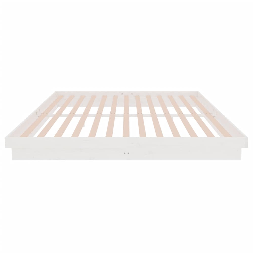 Bed Frame without Mattress White Solid Wood 200x200 cm