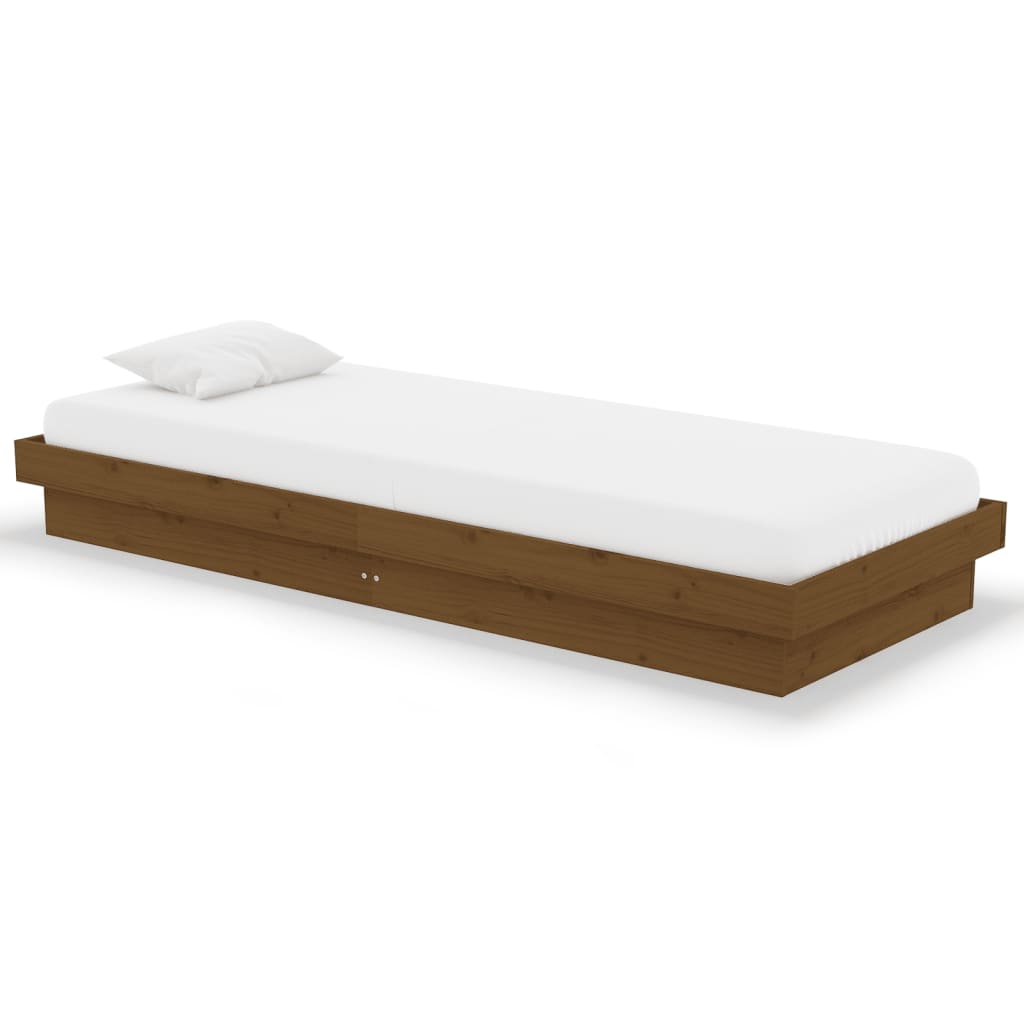 Bed Frame without Mattress Honey Brown Solid Wood Small Single