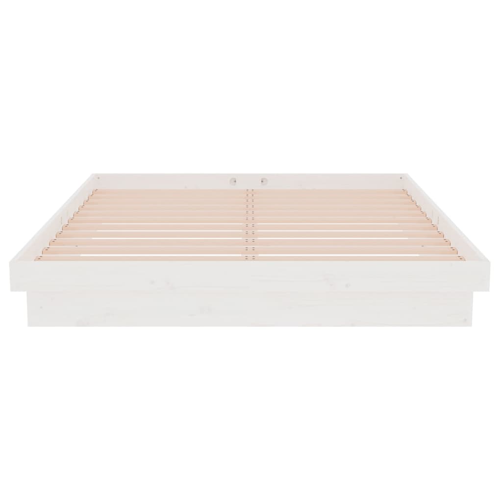 Bed Frame without Mattress White Solid Wood 140x190 cm