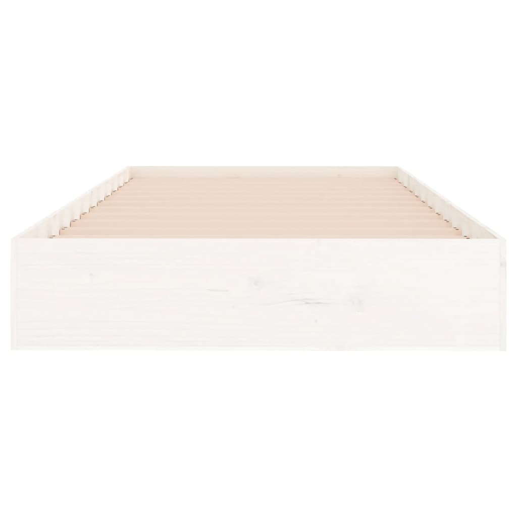 Bed Frame without Mattress White Solid Wood 90x200 cm