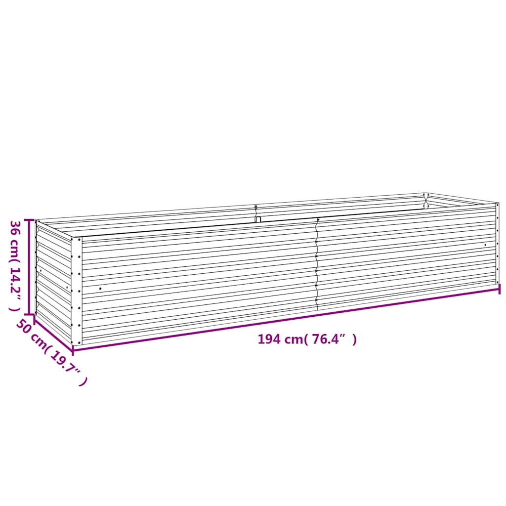 Garden Raised Bed 194x50x36 cm Corten Steel