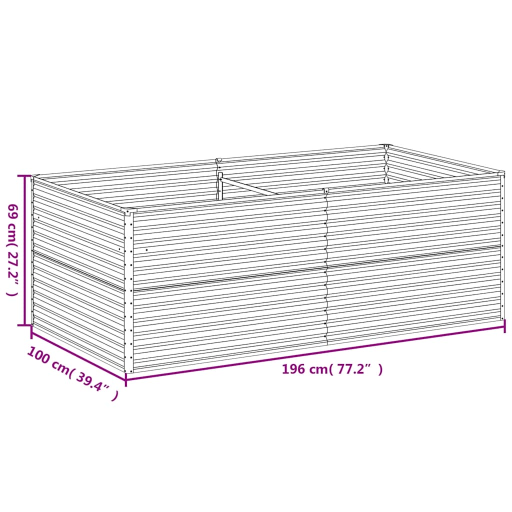 Garden Raised Bed 196x100x69 cm Corten Steel