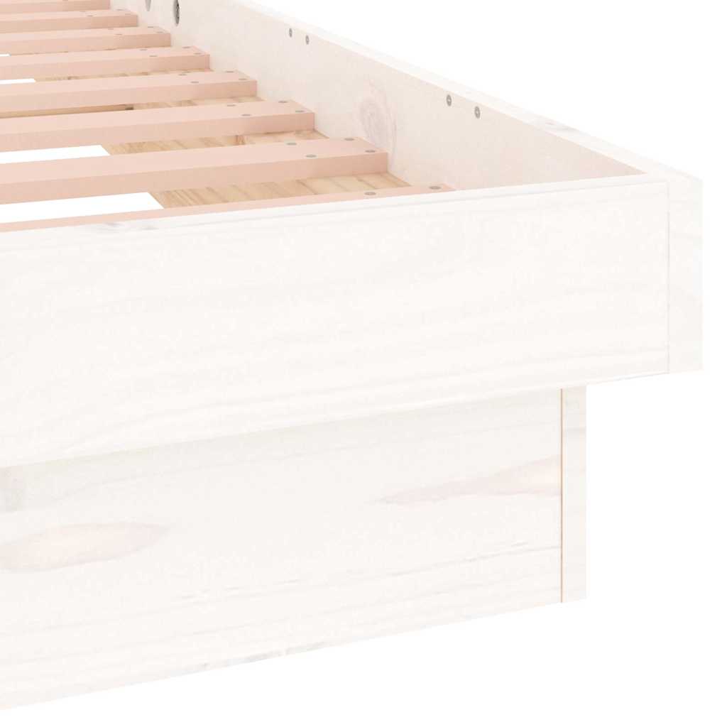 LED Bed Frame without Mattress White 90x200 cm Solid Wood