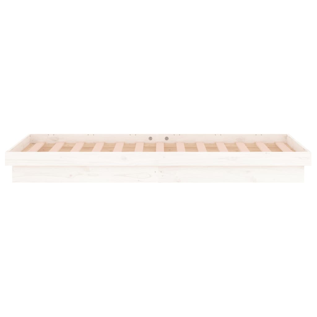 LED Bed Frame without Mattress White 100x200 cm Solid Wood