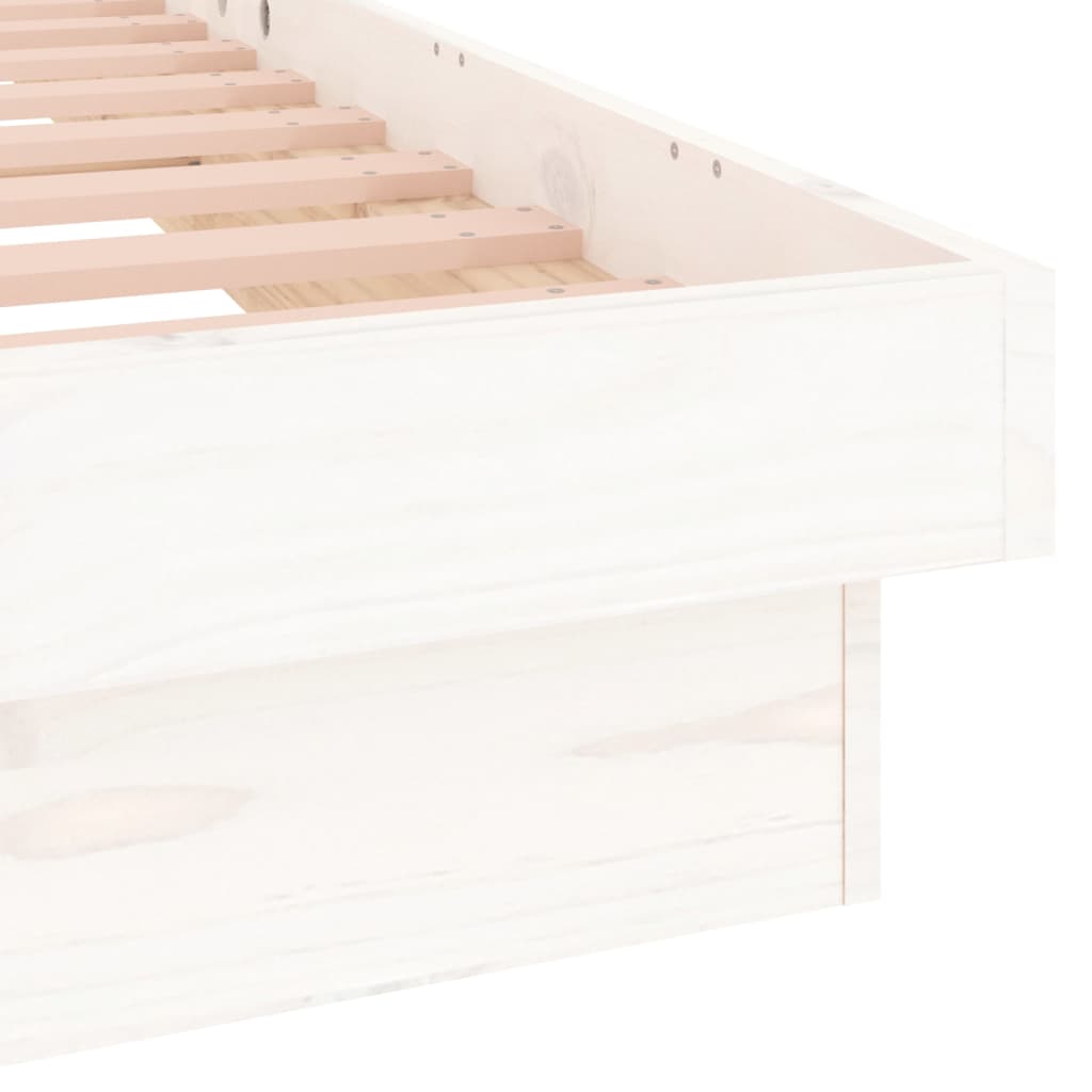 LED Bed Frame without Mattress White 140x190 cm Solid Wood