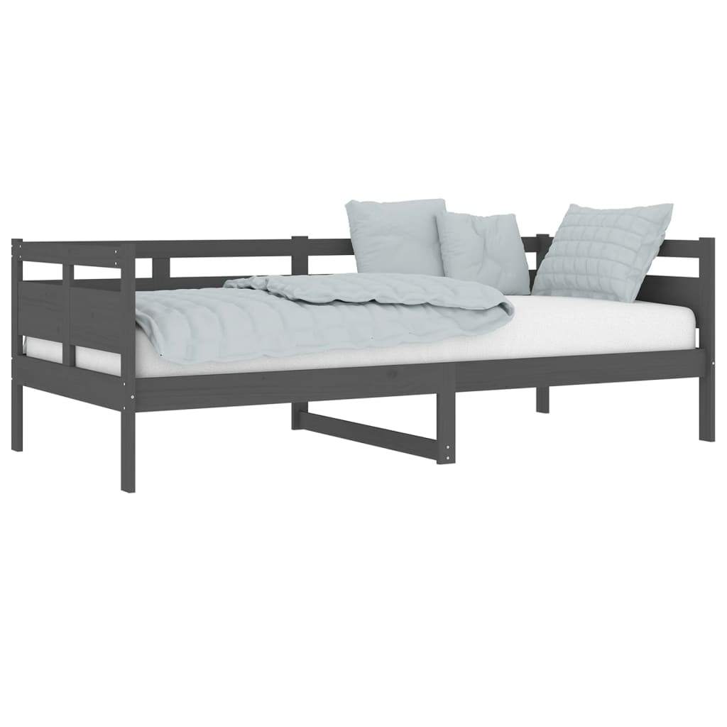 Day Bed without Mattress Grey Solid Wood Pine 90x200 cm