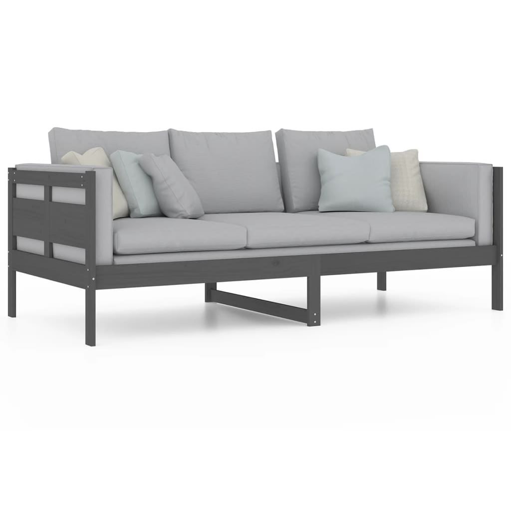 Day Bed without Mattress Grey Solid Wood Pine 90x200 cm