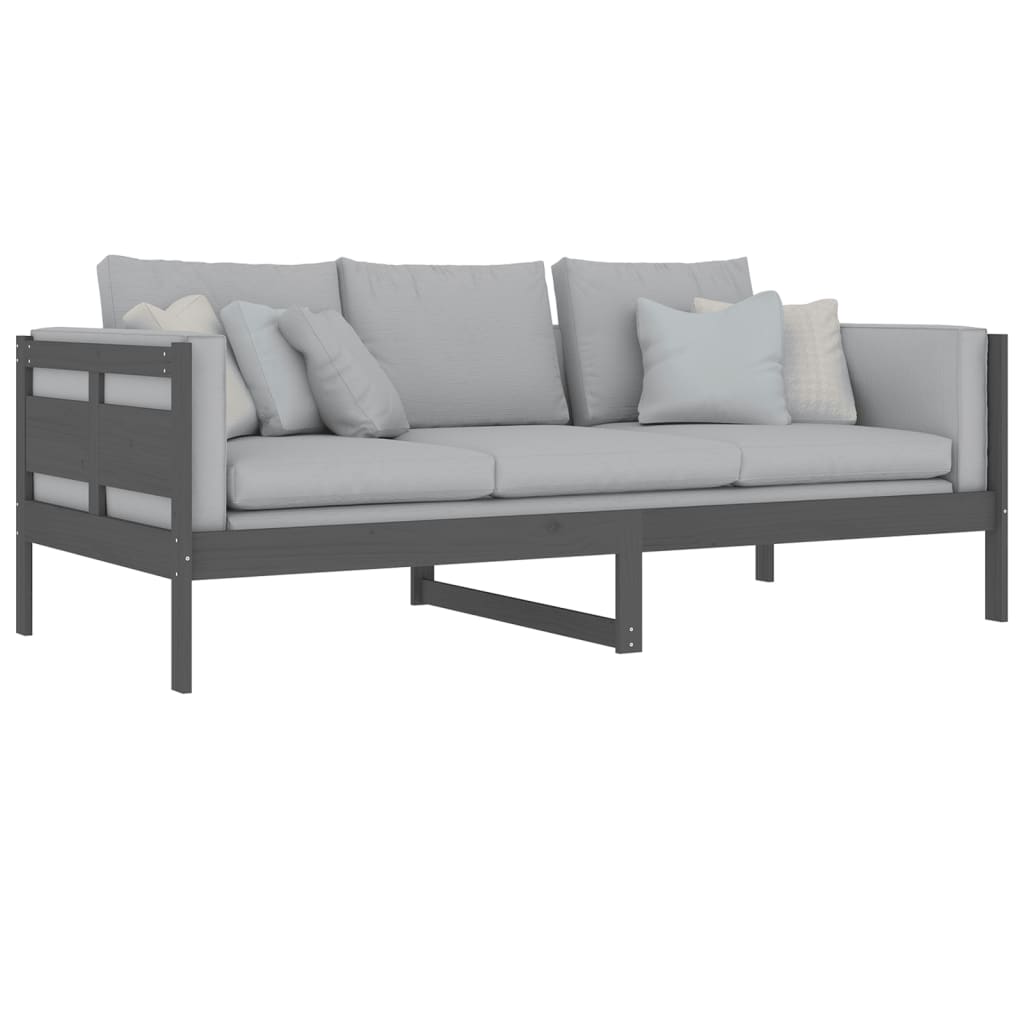 Day Bed without Mattress Grey Solid Wood Pine 90x200 cm