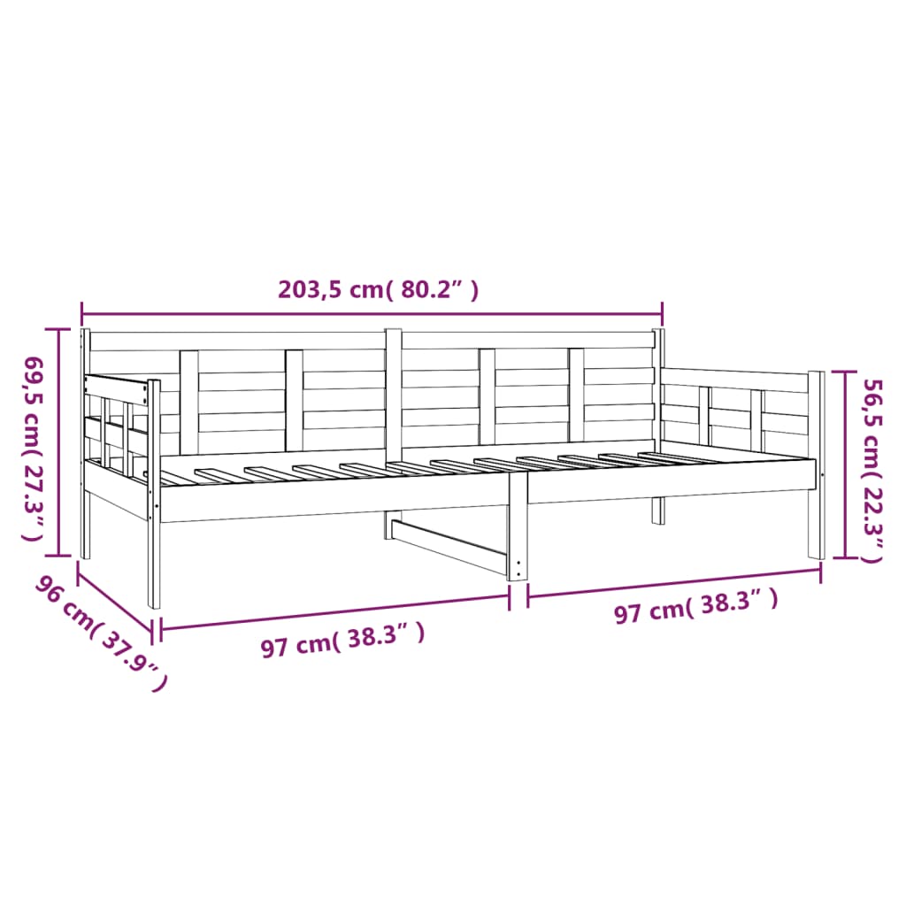 Day Bed without Mattress Solid Wood Pine 90x200 cm