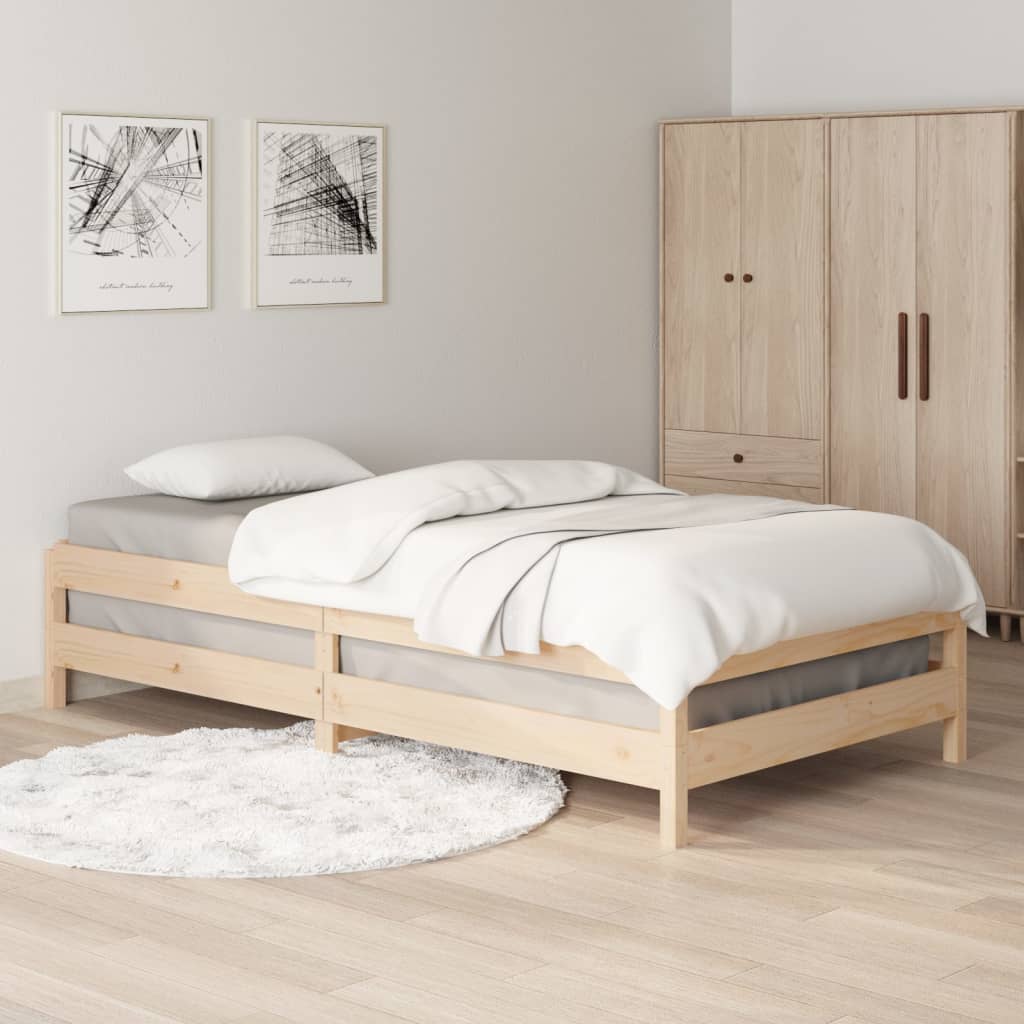 Stack Bed without Mattress 75x190 cm Small Single Solid Wood Pine