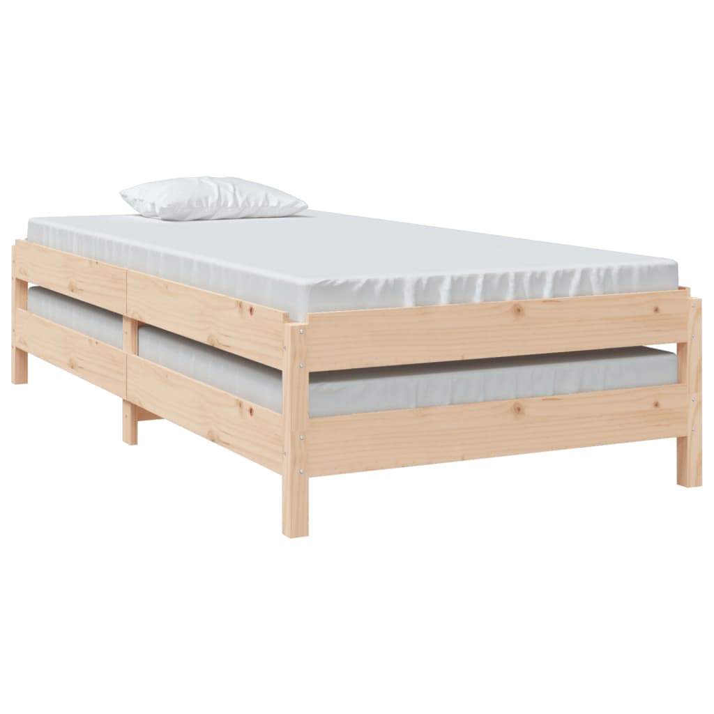 Stack Bed without Mattress 75x190 cm Small Single Solid Wood Pine