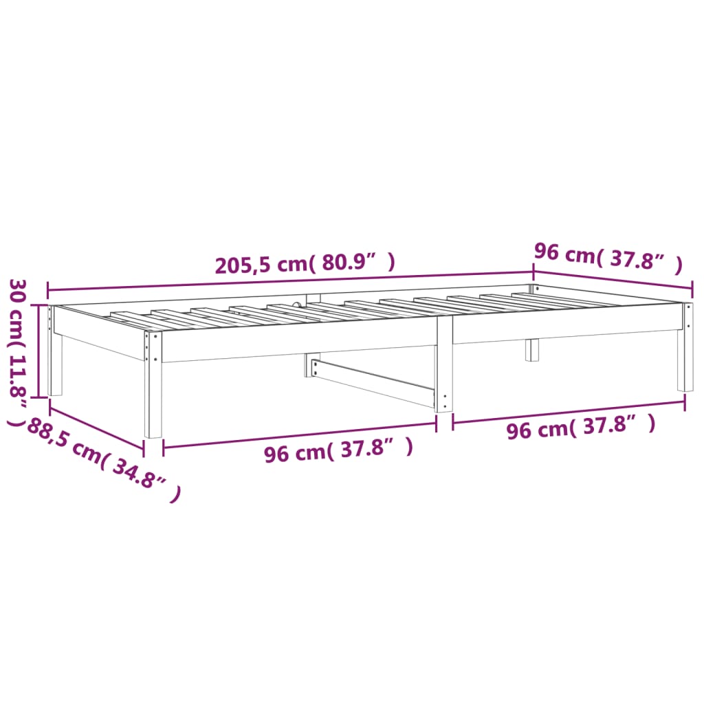 Day Bed without Mattress 90x200 cm Solid Wood Pine