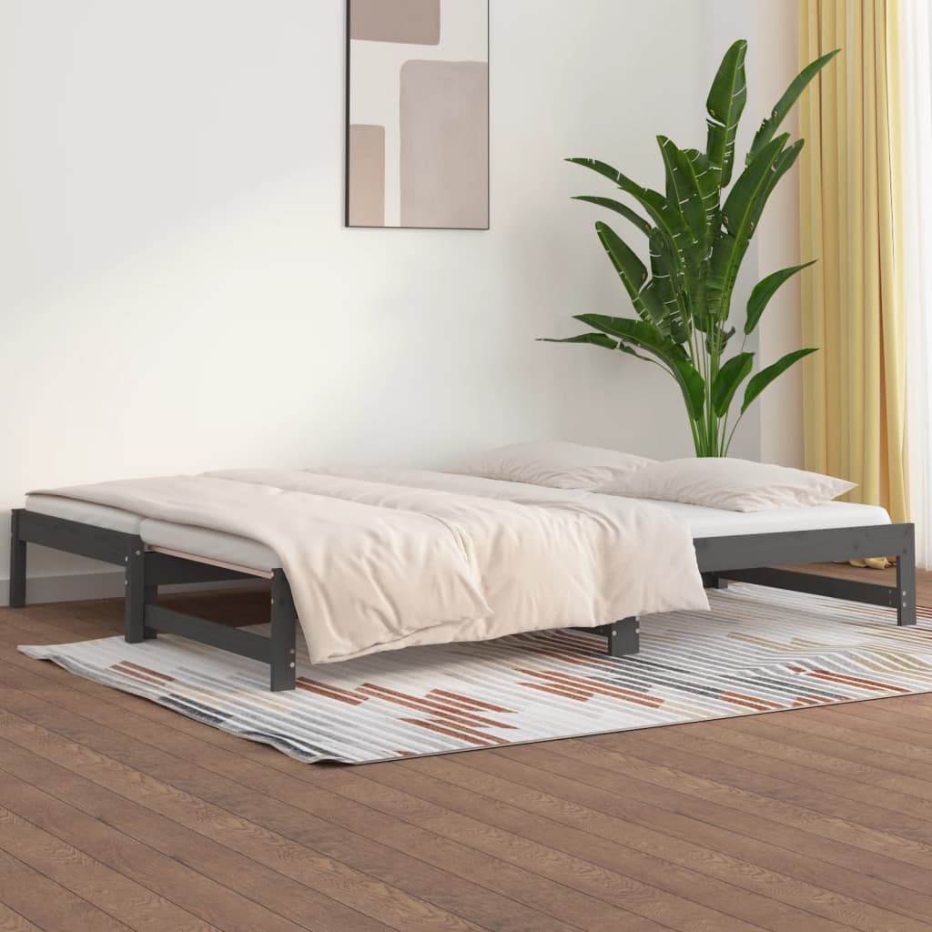 Pull-out Day Bed without Mattress Grey 2x(90x200) cm