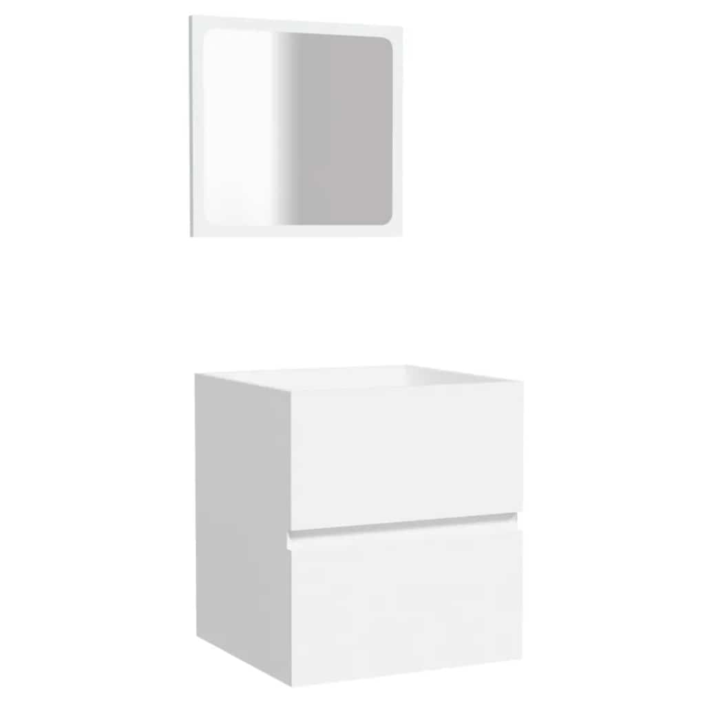 Bathroom Cabinet with Mirror White Engineered Wood