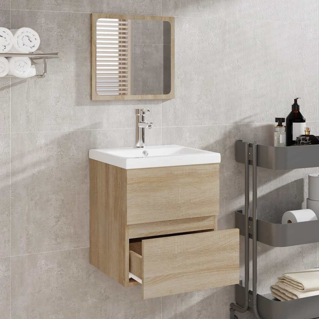 Bathroom Cabinet with Mirror Sonoma Oak Engineered Wood