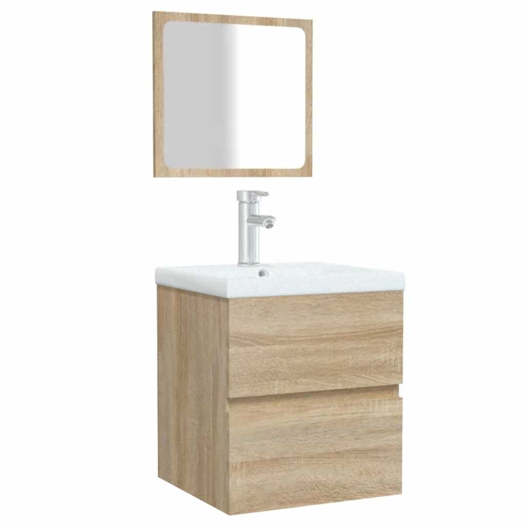 Bathroom Cabinet with Mirror Sonoma Oak Engineered Wood