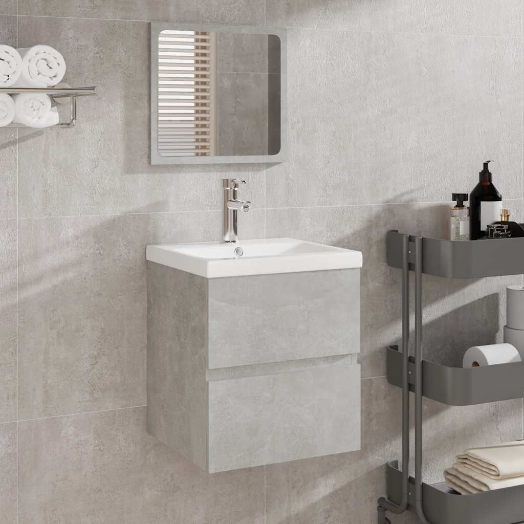 Bathroom Cabinet with Mirror Concrete Grey Engineered Wood