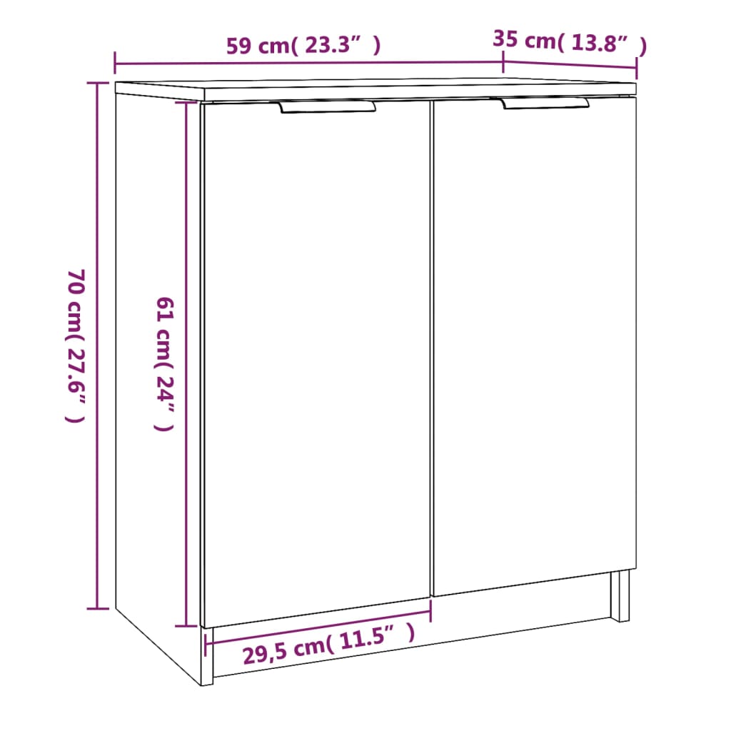 Shoe Cabinet Concrete Grey 59x35x70 cm Engineered Wood