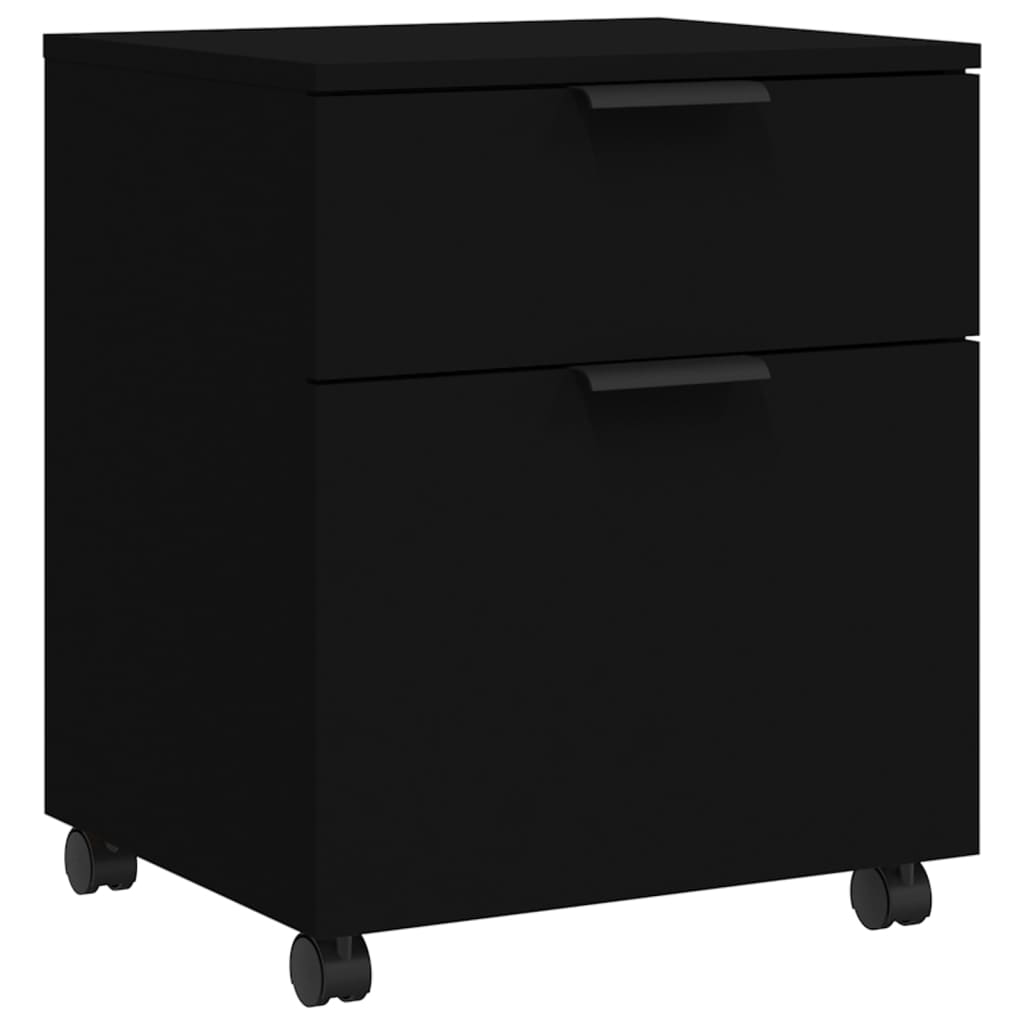 Mobile File Cabinet with Wheels Black 45x38x54cm Engineered Wood